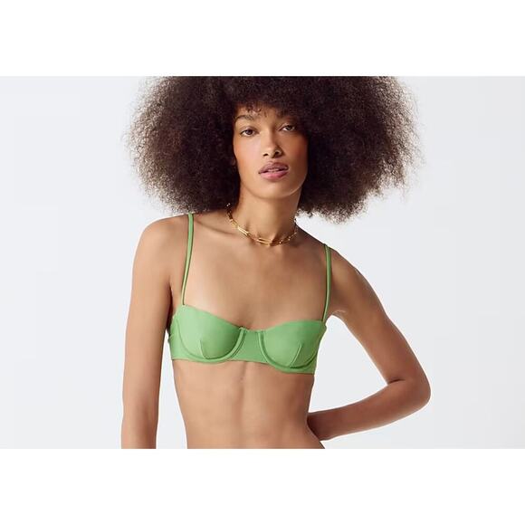 J. Crew Green Balconette Wire Bikini Swimsuit Top NWT 34A - Picture 1 of 6